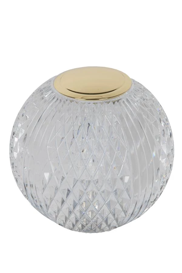 Lucide CINTRA - Lampe de table Rechargeable - Batterie/Piles - Ø 9 cm - LED 3 StepDim - 1x1,5W 3000K - Transparent - éteint